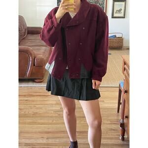 Vintage Burgundy Oversize Cropped Jacket Size Large